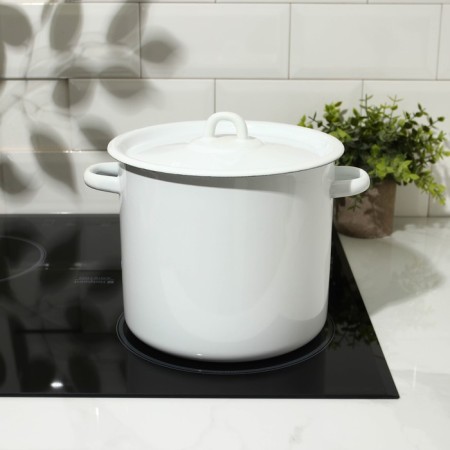 Pan without a decolle, 5.5 l, induction, metal cover, white color-5
