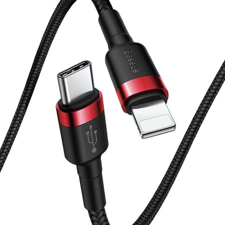 Cable Baseus, Type -C - Lightning, 2.4 A, 18W, 1 m, red+black-4