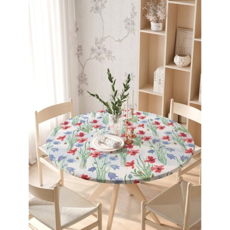 The tablecloth “Field bouquets”, round, oxford, elastic band, size 140x140 cm, diameter 105-120 cm-2