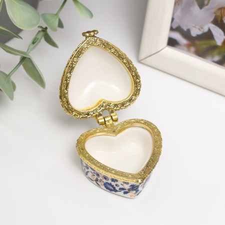Coramics Coramics Heart "Blue Fairytale Flowers" 4,2x4.7x3 cm-1