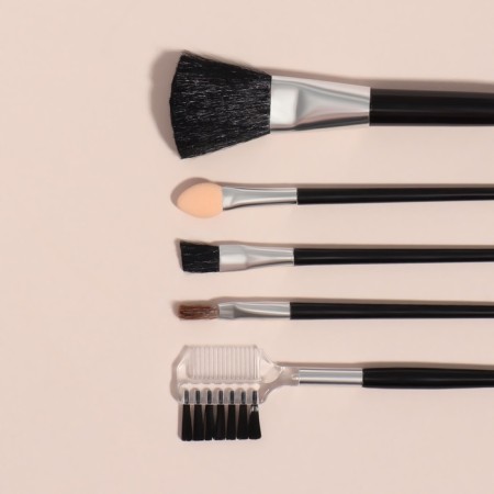 A set of makeup brushes "Compact", 5 items, a case with a mirror, black color-3