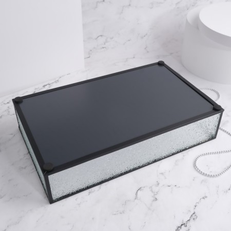 Organizer for storage "WET GLASS", 1 section, glass, with a mirror base, 29 × 17.5 cm, the color is transparent/black-2