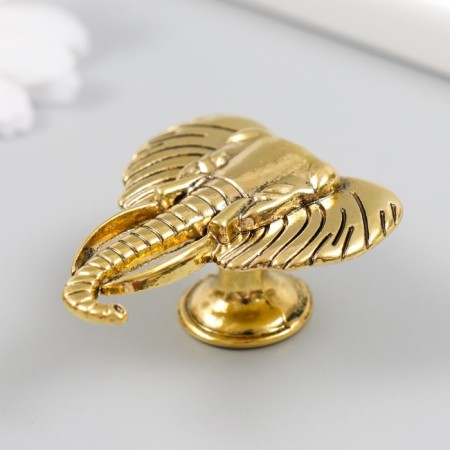 Handle for the casket Metal "Elephant Head" Ogent gold 4.5x4.2 cm-1