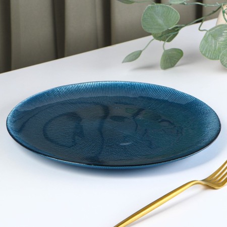 Black dining plate "Rimini", d = 27 cm, blue color-1