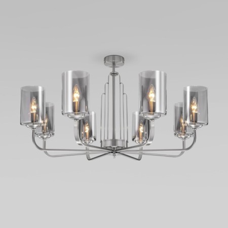 Ceiling Lamp EUROSVET Defi 60138/8, E14, 8x60W, 800x800x450 mm, Nickel color