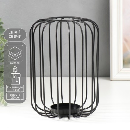 Summary Metal for 1 candle "Loft. Prutia" black 20x13x13 cm