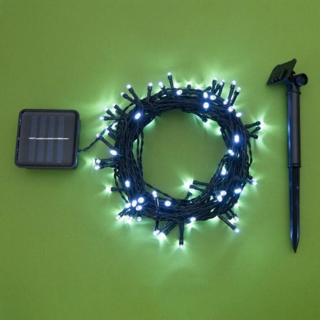 Garland “thread” 10 m, IP44, dark thread, 100 LED, white glow, 2 modes, solar battery-3