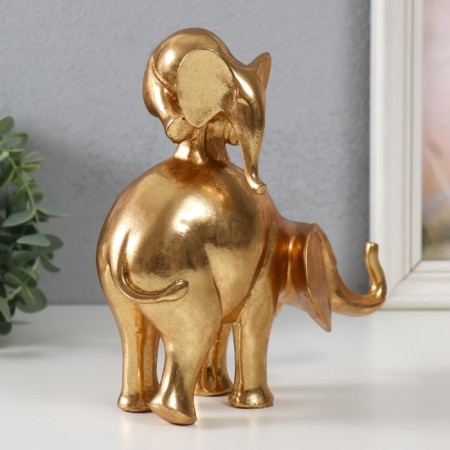 Polystone souvenir "Elephant with an elephant on the back - a pyramid" Gold 19x8.8x18.8 cm-1