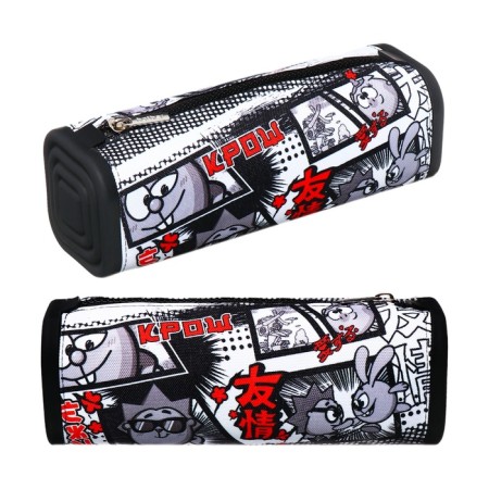 Penal soft, 1 compartment, quadro, 70 x 200 mm, Hatber "Smeshariki" silicone+tkekstil, black/white npn_722262