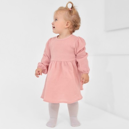 Dress with a collar crumb I am Muslin, 74-80, powder-10