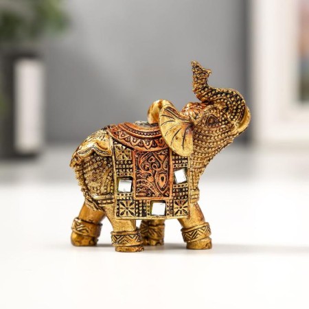 Polystone souvenir "Bronze elephant with a blanket from the Arab carpet" 6.5x5.7x2.8 cm