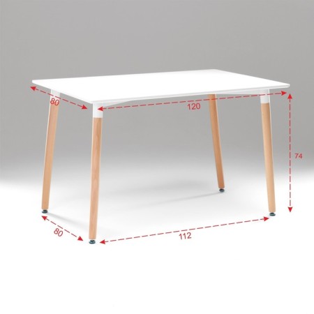 Table on wooden legs Hy-T04, white, size 120x80x74 cm-1
