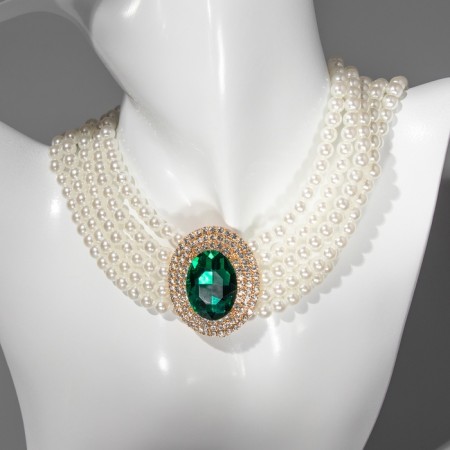 Choker-Coker "luxury" pearl, green in gold, 30.5 cm