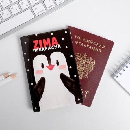 Set: cover for passport full -fledged, notebook joke and handle "Zima Beautiful"-9