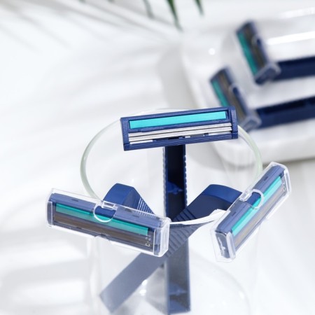 Hard -free disposable machines "My choice" with a moisturizing strip, 2 blades, blue, 5 pcs.-3