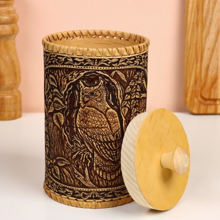 TUES "Eagle owl", 10x10x17cm, birch bark-1