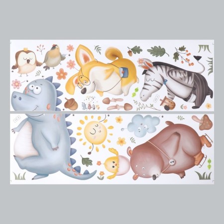 Stick plastic interior color "animals on a walk" set 2 sheets 30x85 cm-1