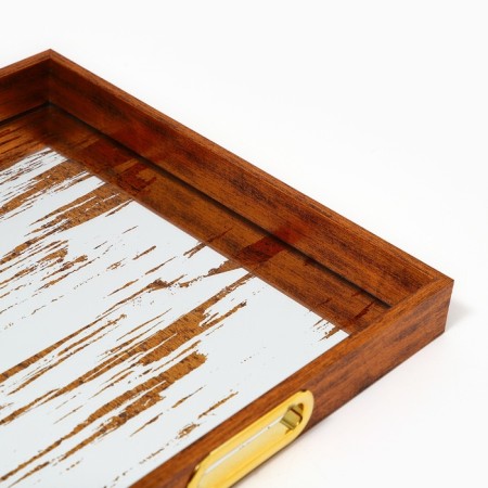Plastic rectangular tray with a mirror "Strokes", 34 x 34 x 4.5 cm Soldier-6