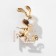 New Year's Brooch "Hare" on skates, white color in gold