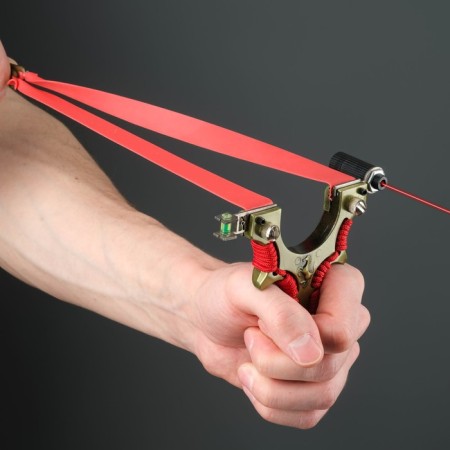 Metal slingshot with a laser target designator, compass-3