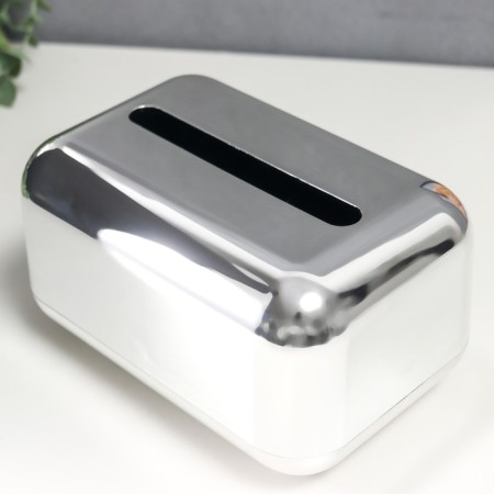 Casket Plastic for napkins "Smooth angles. Silver" 10x12x18 cm-2