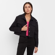Women's shirt shortened with cuts Mist: Denim R.48, Black