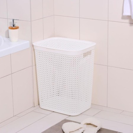 Besnaya basket with a pirula lid, 55 l, 42 × 34 × 54 cm, white color-8