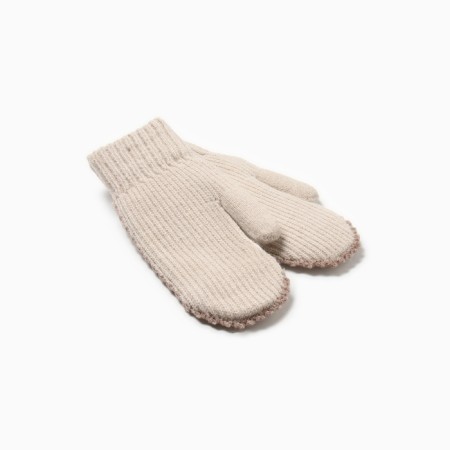 Women's mittens minku, beige color, 22 cm-1