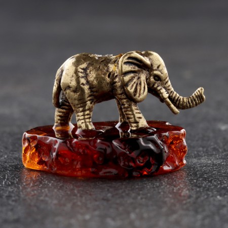 Talisman's keychain "Elephant", brass, amber-2