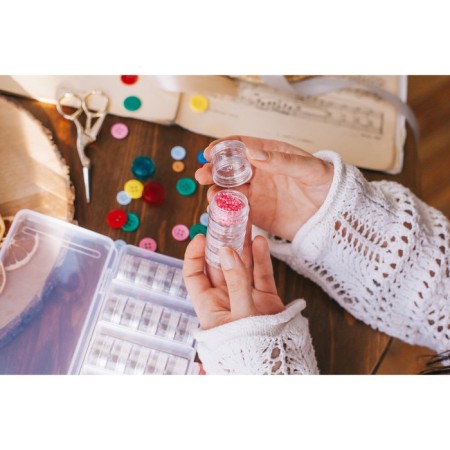 A set of jars for needlework, 25 pcs, d = 3 cm, in a container with removable cells, 19 × 9.5 × 4 cm, the color is transparent-3