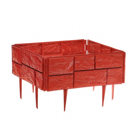 Decorative fence, 24 × 177.5 cm, 5 sections, plastic, terracotta, "stone"-8