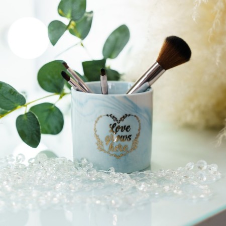 Kashpo ceramic with embossing, pot “Grow”, 8 x 7.5 cm