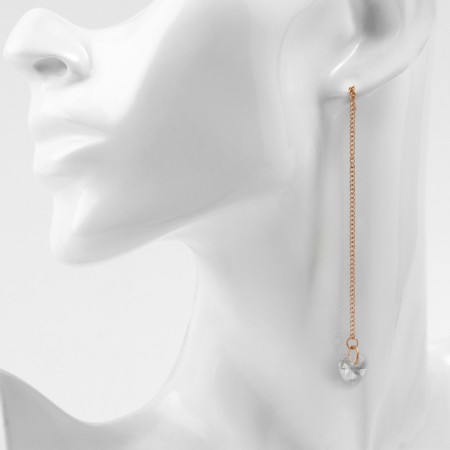 Hanging earrings with rhinestones "chains" elegant, color mix, 5.2 cm-4