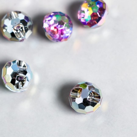 Buttons Plastic for creativity 1 Process "Ball Golography. Lilac" set 12 pcs d = 1.2 cm-1