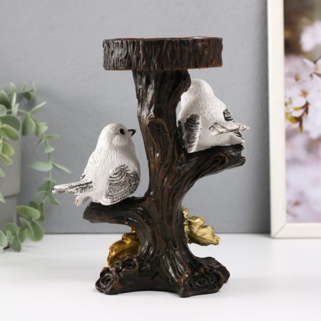 Souvenir Polystone SPRISE "Two White Birds with a stand" D = 7.5 cm 15x11.5x19.5 cm-2