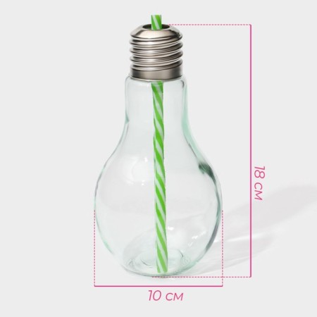 Glass glass for a cocktail shade “Light bulb”, 500 ml, with a tube, unscrewing cover-1