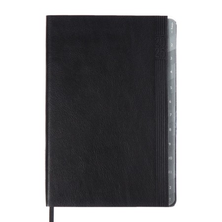Weekly Datir 2025 gree is soft ox leather A5 80l Escalada, BL TIS, KR BL 70 g/m², black