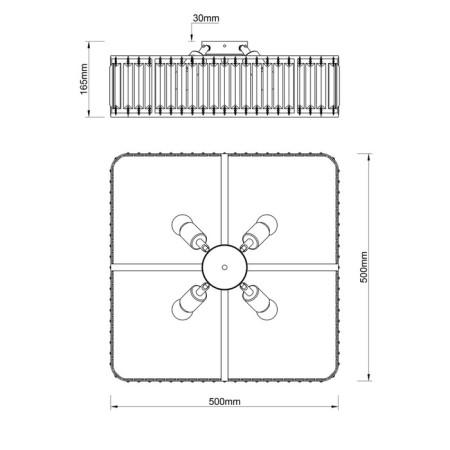 Ceiling light Escada, 2117/4. 4x40W, e27, 500x500x165 mm, color gold-5
