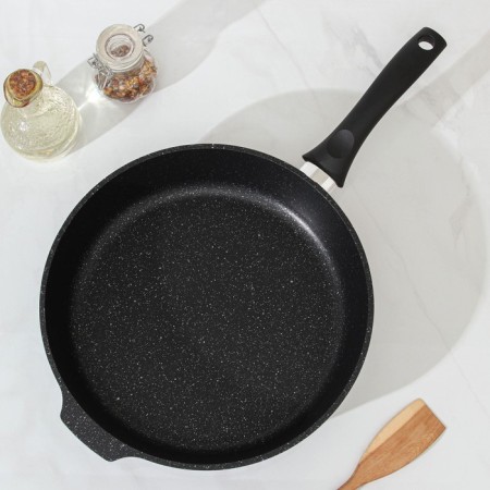Pan, d = 28 cm, plastic handle, anti -stick coating, dark marble color-1