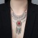 Necklace "openwork feathers" circle, red color in black silver, 35 cm