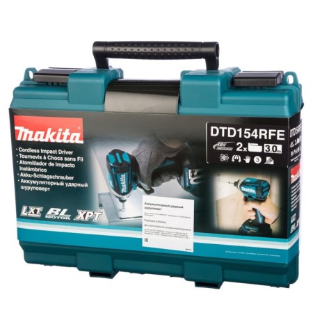 Makita DTD154RFE, shock, b/brush, 18 V, 2x3 ah, 1100/2100/3600 rpm, case 1073247-5