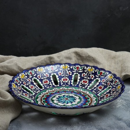 Rishtan ceramics "Patterns", 33 cm, blue