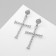 Hanging earrings with rhinestones "Crosses" grace, white color in silver, 6cm