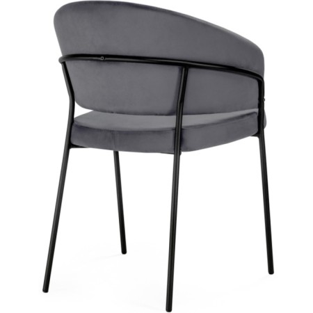 Chair on a metal frame Leo Metal/velor, black/anthracite 56x52x80 cm-3