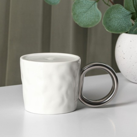 Ceramic mug with a spoon "Stylish Bear", 320 ml, white color-4