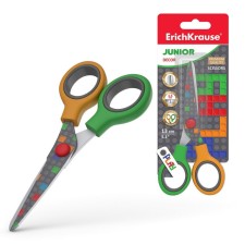 Baby scissors 13 cm, Erichkrause Junior Decor Color Bricks, with a print on blades, rounded ends, blister