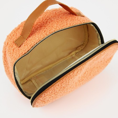 Cosmetic bag with a zipper, with a lining, peach color-2