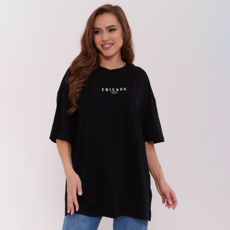 T-shirt female, black color, size One size (42-46)