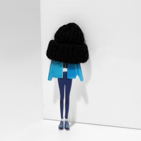 Brooch "Girl" in jeans, color in silver-1