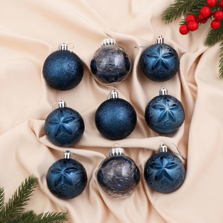 Set of balls plastic D-6 cm, 9 pcs "Festival" Blue